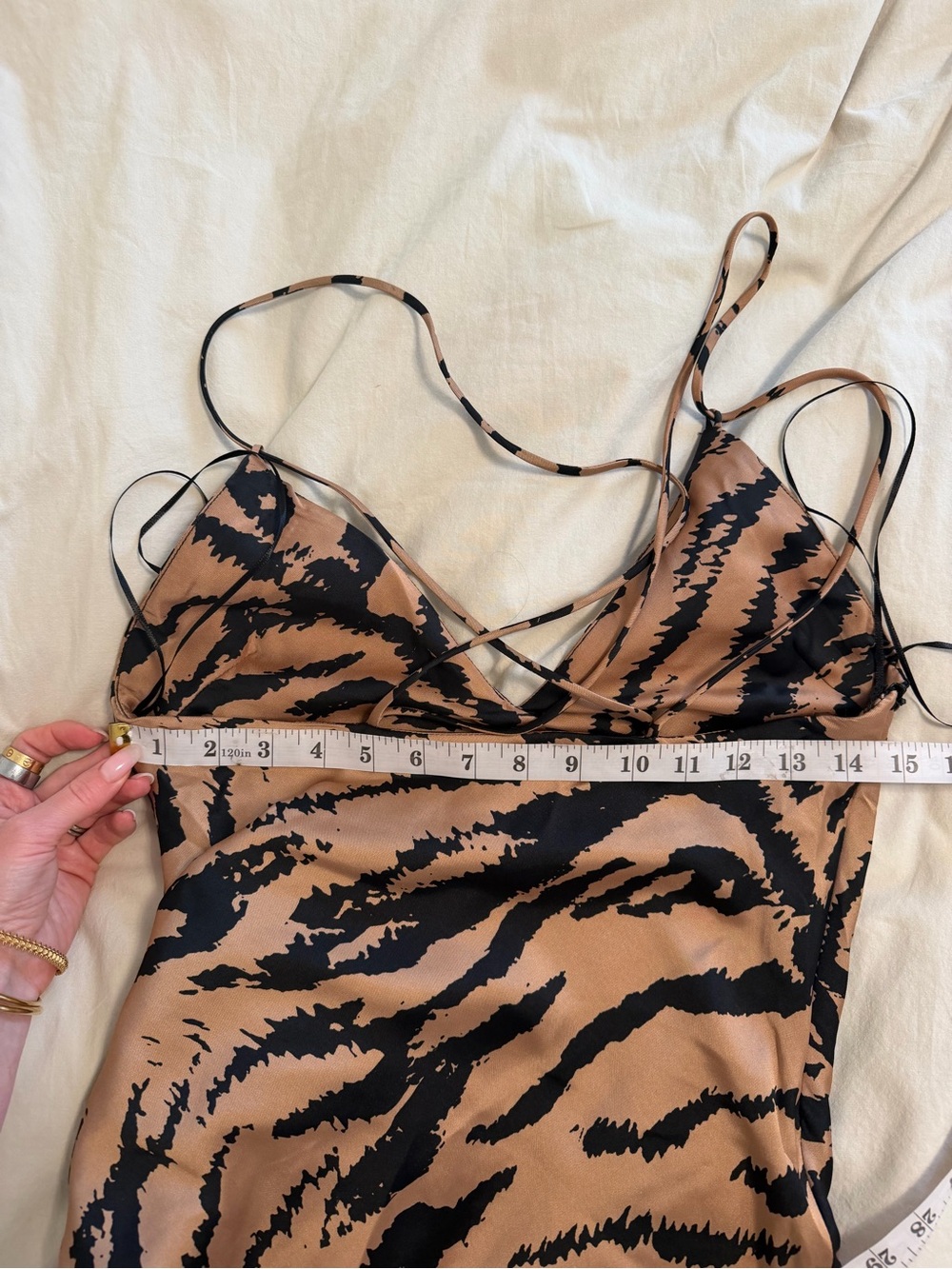 Zara Animal-Print Slip Dress in Beige and Black - Picture 8 of 8